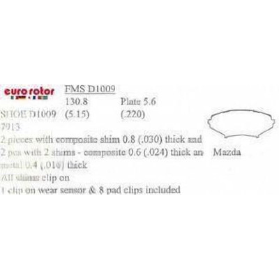 EUROROTOR - ID1009H - Front Ceramic Pads by EUROROTOR - ID1009H