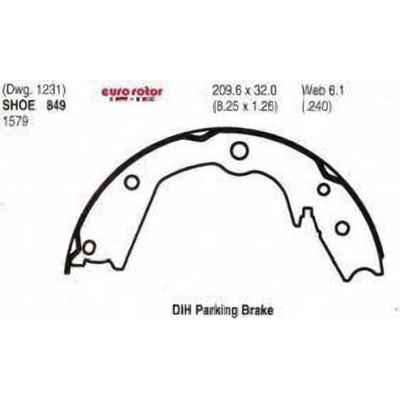 EUROROTOR - 849 - Rear Parking Brake Shoes by EUROROTOR - 849