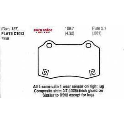 Rear Semi Metallic Pads by EUROROTOR - F1D1053H