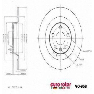Rear Premium Rotor by EUROROTOR - VO958