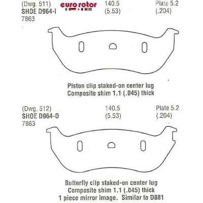 EUROROTOR - ID964H - Rear Ceramic Pads by EUROROTOR - ID964H