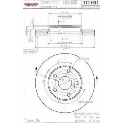EUROROTOR - TO691 - Front Premium Rotor