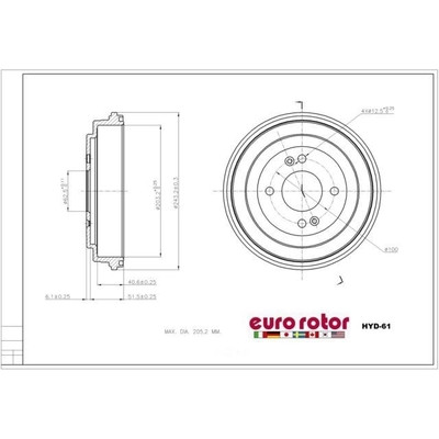 EUROROTOR - HYD61 - Rear Brake Drum by EUROROTOR - HYD61