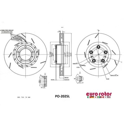 EUROROTOR - PO2025L - Front Premium Rotor by EUROROTOR - PO2025L