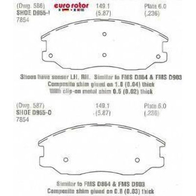Front Semi Metallic Pads by EUROROTOR - F1D955H