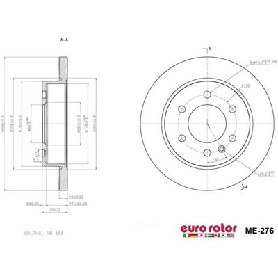 EUROROTOR - ME276 - Rear Premium Rotor by EUROROTOR - ME276