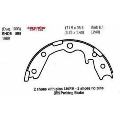 EUROROTOR - 899 - Rear Parking Brake Shoe