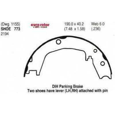 EUROROTOR - 773 - Rear Parking Brake Shoes by EUROROTOR - 773