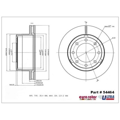 EUROROTOR - 54464 - Rear Premium Rotor by EUROROTOR - 54464
