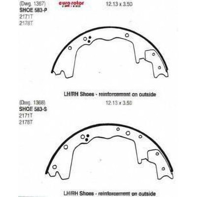 EUROROTOR - 583 - Rear New Brake Shoes by EUROROTOR - 583