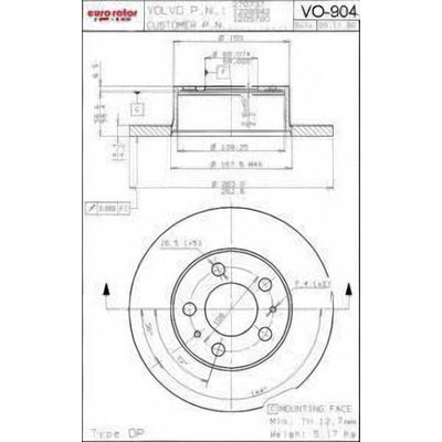 Front Disc Brake Rotor by EUROROTOR - VO904