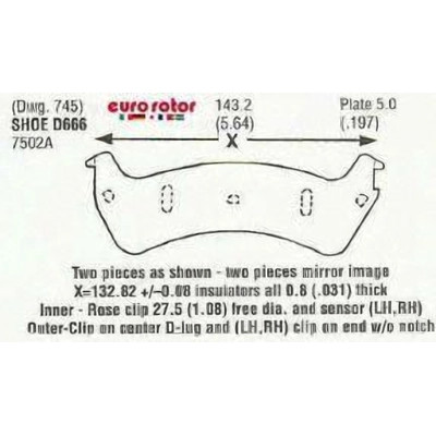 Rear Semi Metallic Pads by EUROROTOR - F1D666