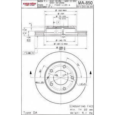 EUROROTOR - MA850 - Front Premium Rotor by EUROROTOR - MA850