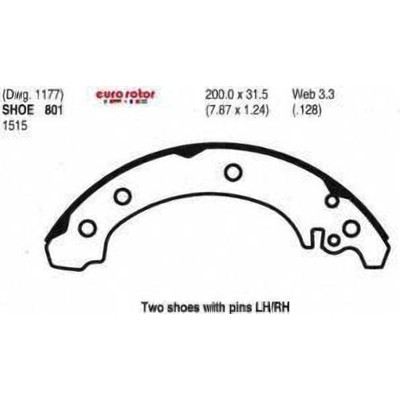EUROROTOR - 801 - Rear New Brake Shoes