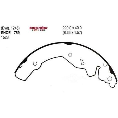 EUROROTOR - 759 - Rear New Brake Shoes by EUROROTOR - 759
