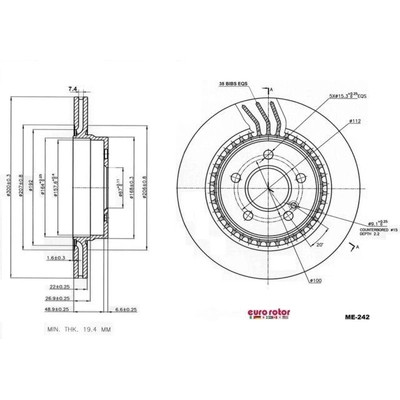 EUROROTOR - ME242 - Rear Premium Rotor by EUROROTOR - ME242