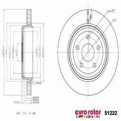 EUROROTOR - 51222 - Rear Premium Rotor by EUROROTOR - 51222