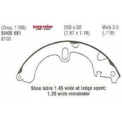 Rear New Brake Shoes by EUROROTOR - 551