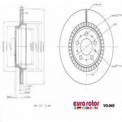 Rear Premium Rotor by EUROROTOR - VO945