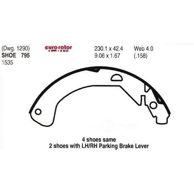 EUROROTOR - 795 - EUROROTOR - 795 - Rear New Brake Shoes