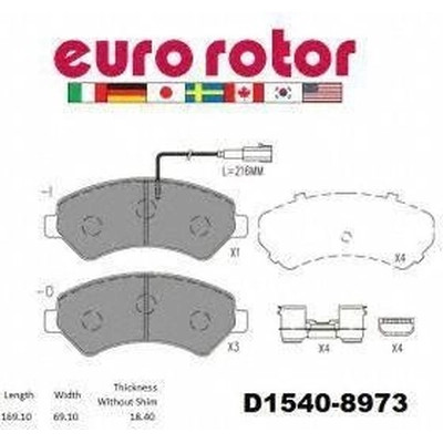 Front Disc Pads by EUROROTOR - XD1540H