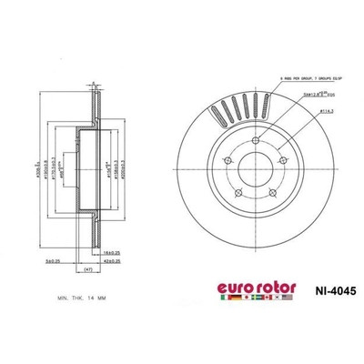 EUROROTOR - NI4045 - Rear Premium Rotor by EUROROTOR - NI4045