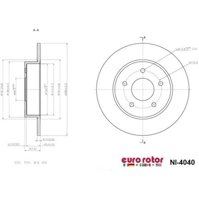 EUROROTOR - NI4040 - Rear Premium Rotor by EUROROTOR - NI4040