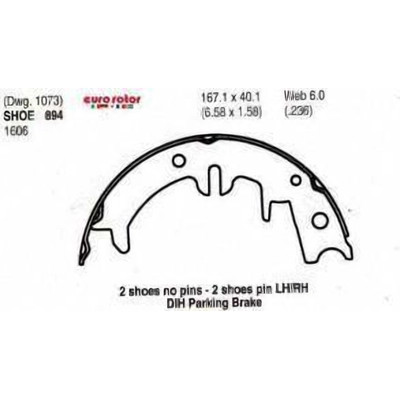 EUROROTOR - 894 - Rear Parking Brake Shoes by EUROROTOR - 894