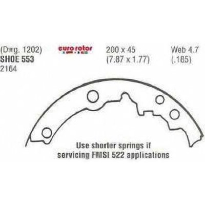 EUROROTOR - 553R - Rear New Brake Shoes by EUROROTOR - 553R