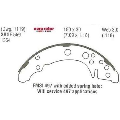 EUROROTOR - 559 - Rear New Brake Shoes by EUROROTOR - 559