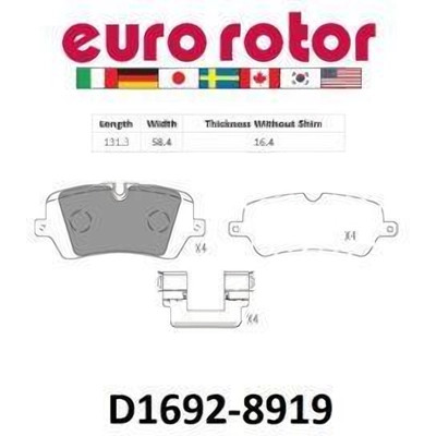 Rear Disc Pads by EUROROTOR - XD1692H