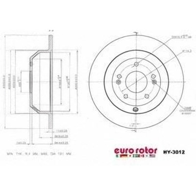 EUROROTOR - HY3012 - EUROROTOR - HY3012 - Rear Premium Rotor