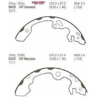 EUROROTOR - 747 - EUROROTOR - 747 - Rear New Brake Shoes