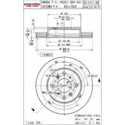 EUROROTOR - HO568 - Front Premium Rotor by EUROROTOR - HO568