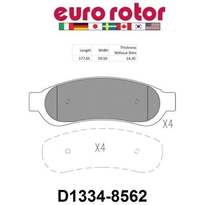 EUROROTOR - XD1334H - Rear Disc Pads by EUROROTOR - XD1334H
