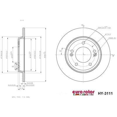 EUROROTOR - HY3111 - Rear Premium Rotor