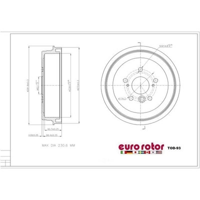 EUROROTOR - TOD93 - Rear Brake Drum by EUROROTOR - TOD93