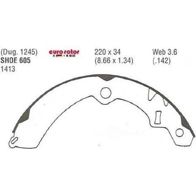 EUROROTOR - 605 - Rear New Brake Shoes by EUROROTOR - 605