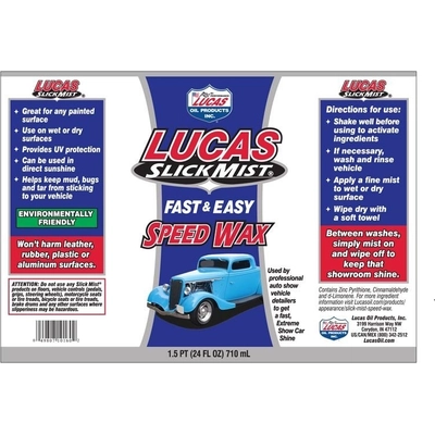 Lucas Oil - 10160 - Lucas Oil - 10060 - Slick Mist Speed Wax - 24 Ounce