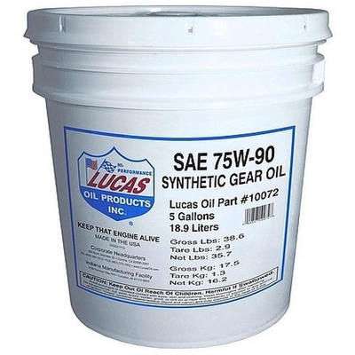 Lucas Oil - 10072 - Synthetic SAE 75W-90 Gear Oil - 5 Gallon