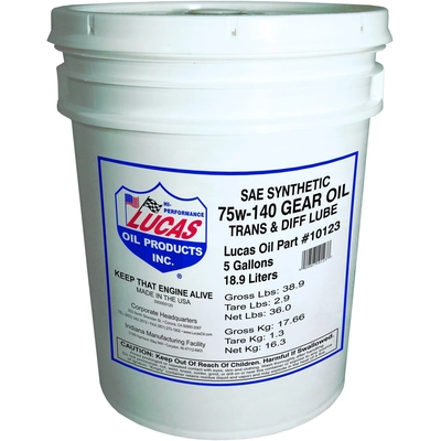 Lucas Oil - 10123 - Synthetic SAE 75W-140 Gear Oil - 5 Gallon