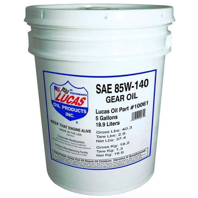 Lucas Oil - 10061 - Heavy Duty 85W-140 Gear Oil - 5 Gallon Pail (1 Pail)