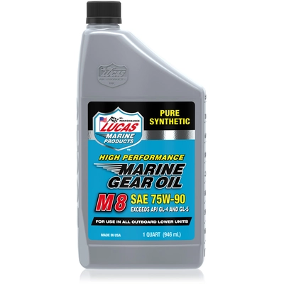 Lucas Oil - 10652 - Marine Gear Oil Synthetic SAE 75W-90 M8 - 1 Quart
