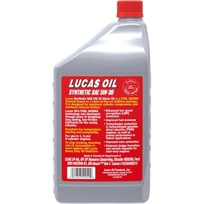Lucas Oil - 10049 - Lucas Oil - 10049 - Synthetic Motor Oils - Synthetic SAE 5W-30 - 1 Quart