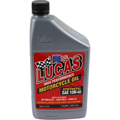 Lucas Oil - 10793 - LUCAS OIL PRODUCTS INC. - 10793 - Synthetic SAE 10W-40 Motorcycle Oil