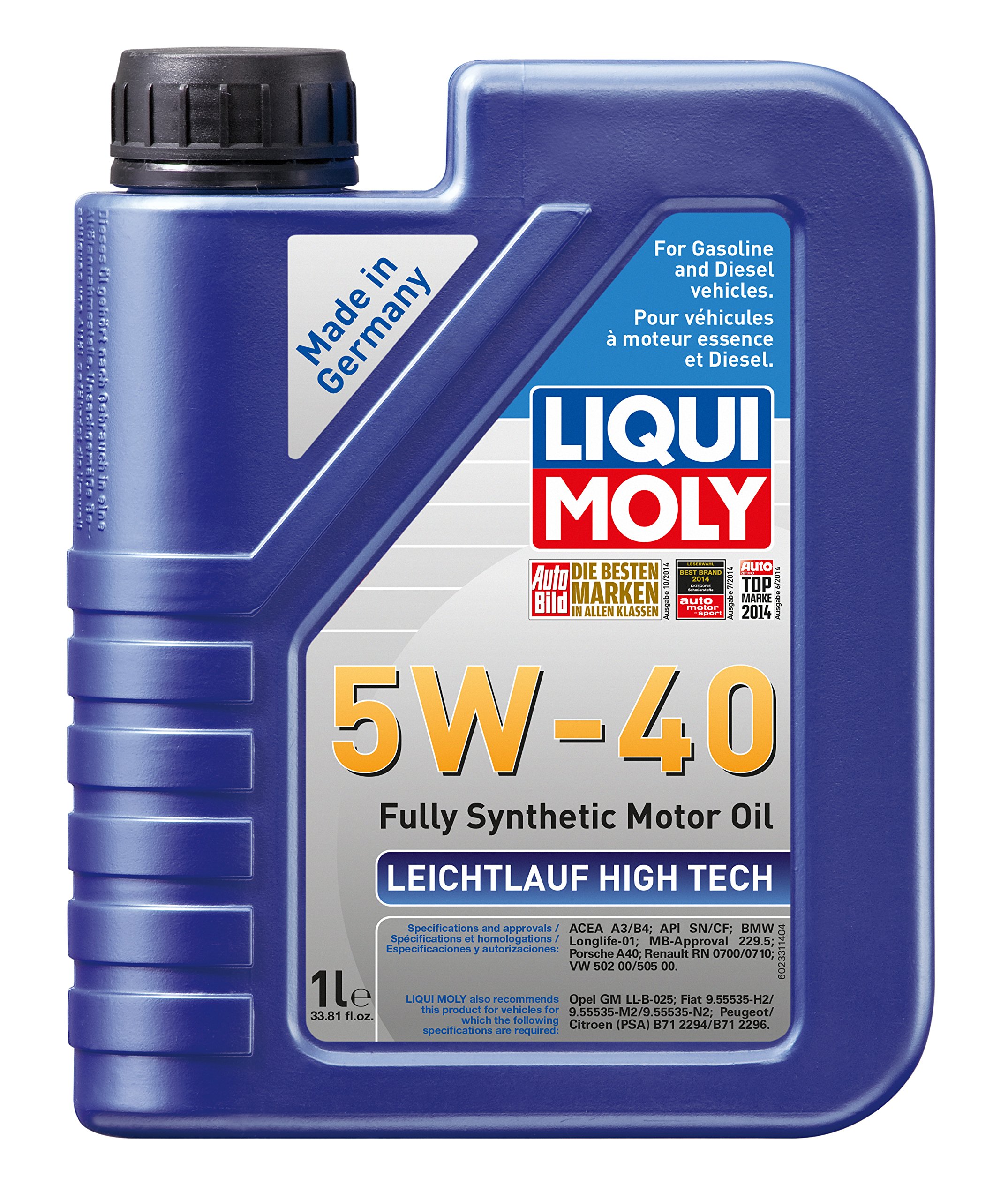 LIQUI MOLY - 2331 - 5W40 Leichtlauf High Tech 1L - Liqui Moly Synthetic Engine Oil 2331